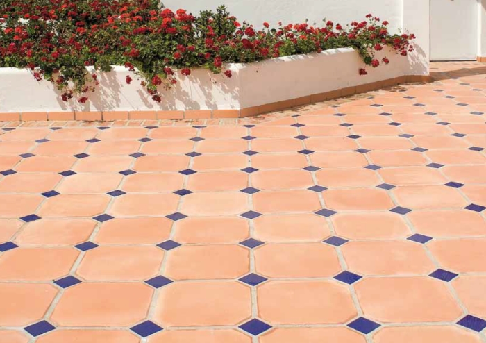 Blue Dot Octagon Terracotta Floor Tiles Pakistan